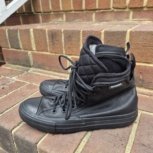 CONVERSE CTAS ALL TERRAIN LEATHER BLACK WATERPROOF SNEAKER BOOTS